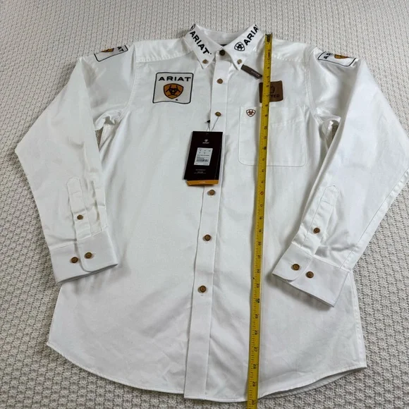 NEW Ariat Men's White Button Down Shirt w Logo Accents DISCONTINUED MODEL Sz S - Picture 15 of 16